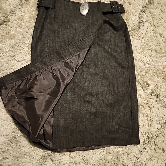 Zanella Italian Platinum Stretch wool lined handcrafted wrap skirt Sz 8T -NWT - Picture 8 of 12